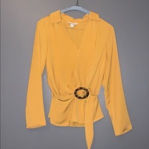 TOPSHOP mustard blouse.